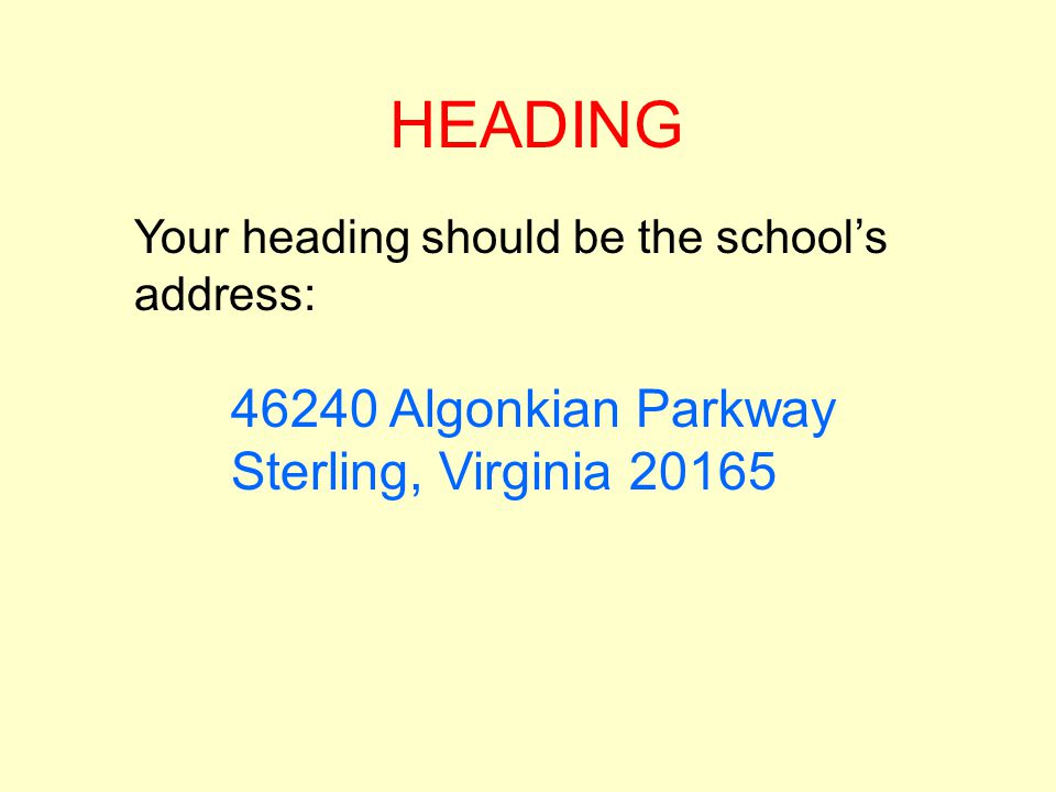 HEADING Algonkian Parkway Sterling, Virginia 20165