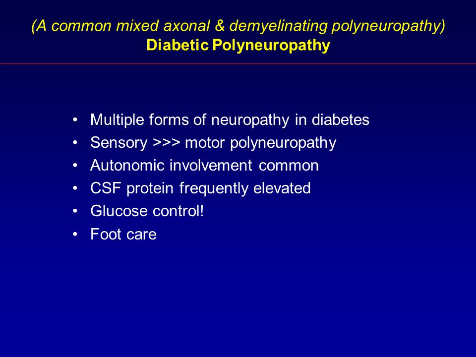 diabetic polyneuropathy axonal or demyelinating)