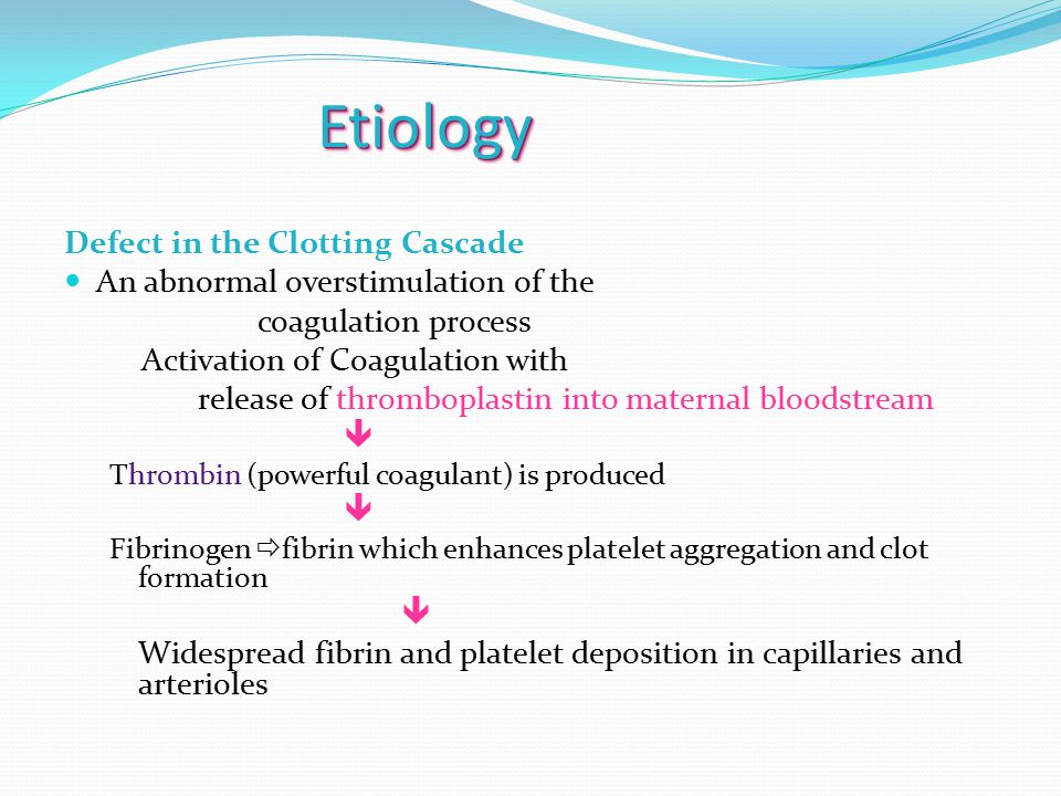 Etiology Defect in the Clotting Cascade