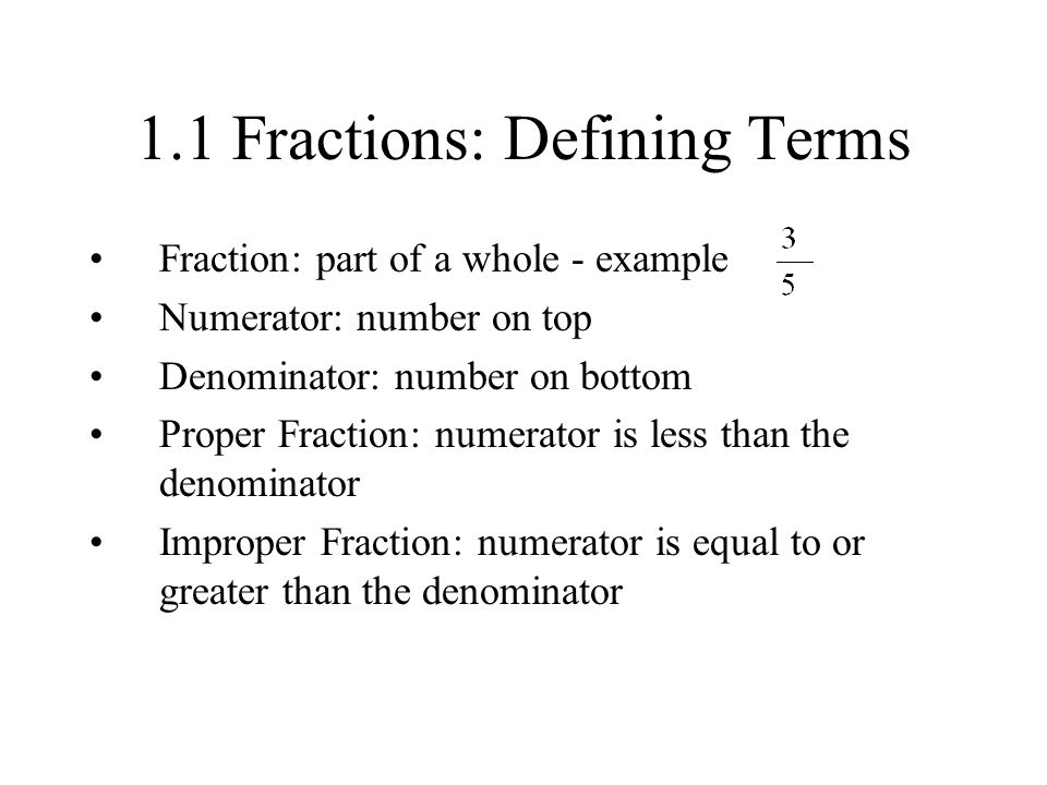 1.1 Fractions: Defining Terms
