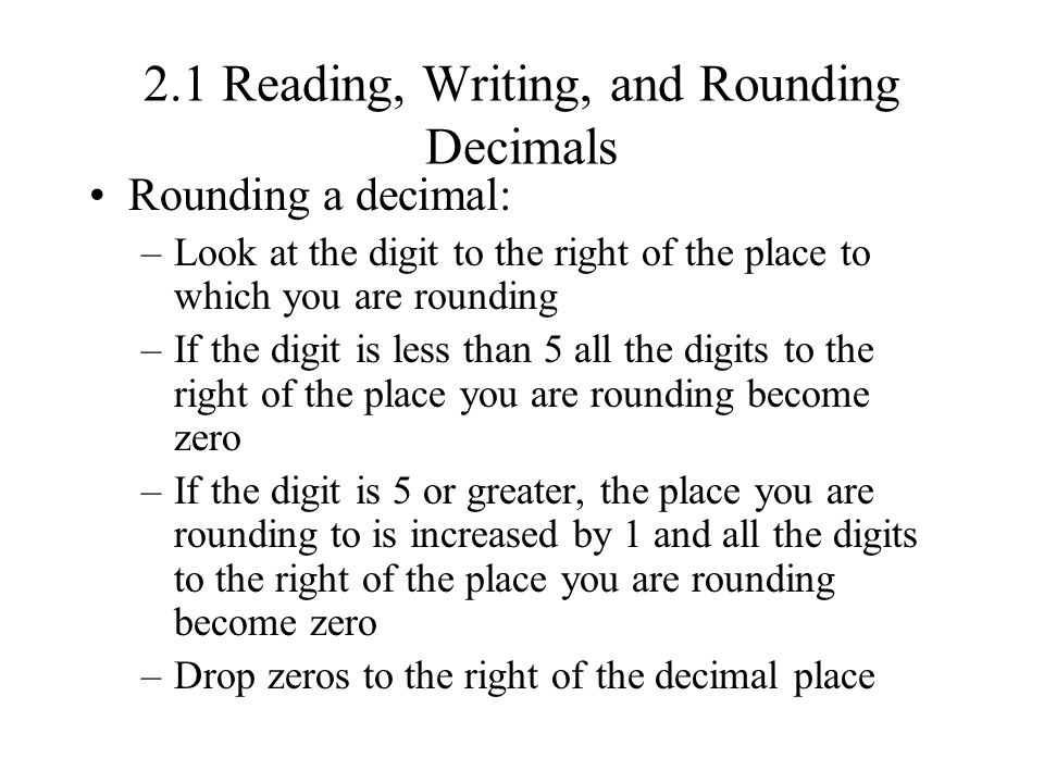 2.1 Reading, Writing, and Rounding Decimals