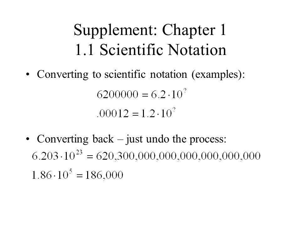 Supplement: Chapter Scientific Notation