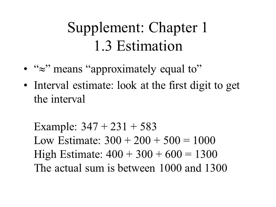Supplement: Chapter Estimation
