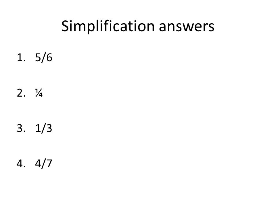 Simplification answers