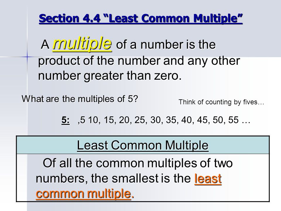 Section 4.4 Least Common Multiple