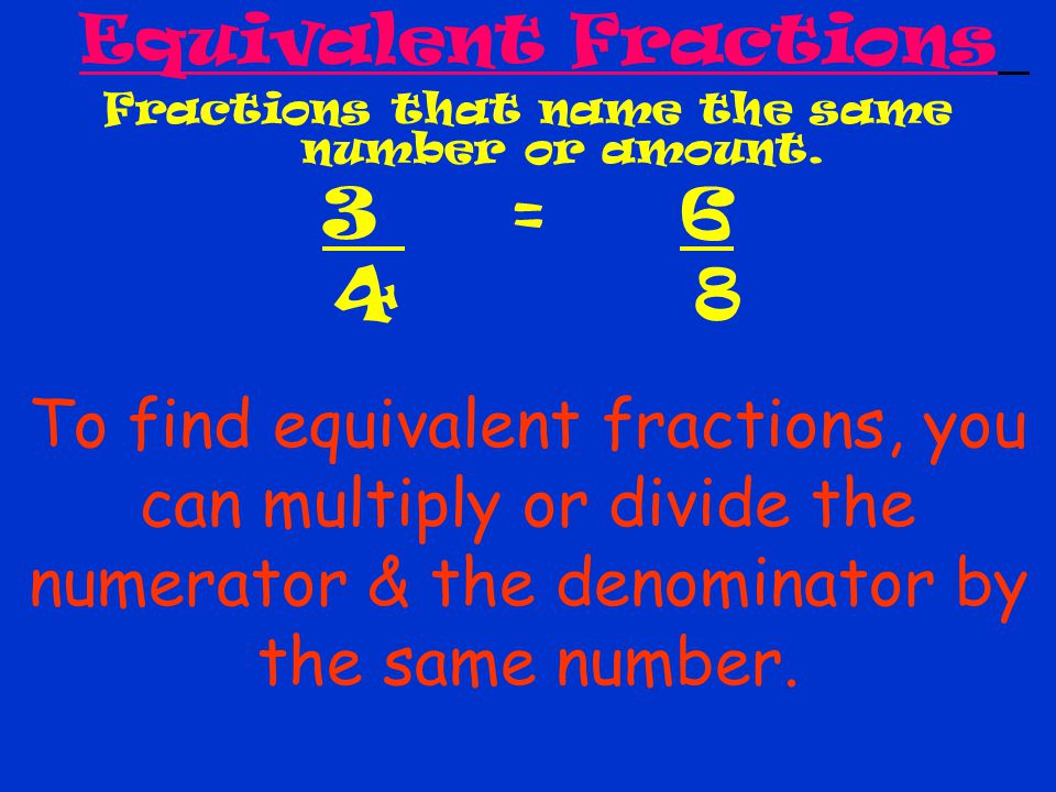 Fractions that name the same number or amount.