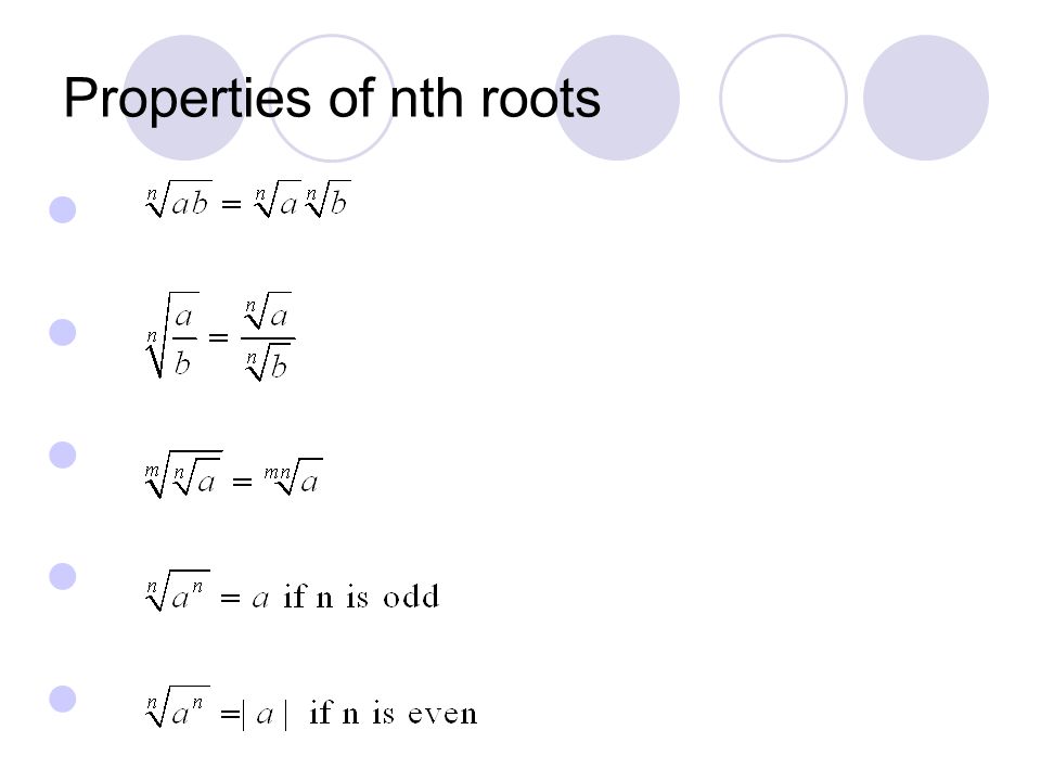 Properties of nth roots