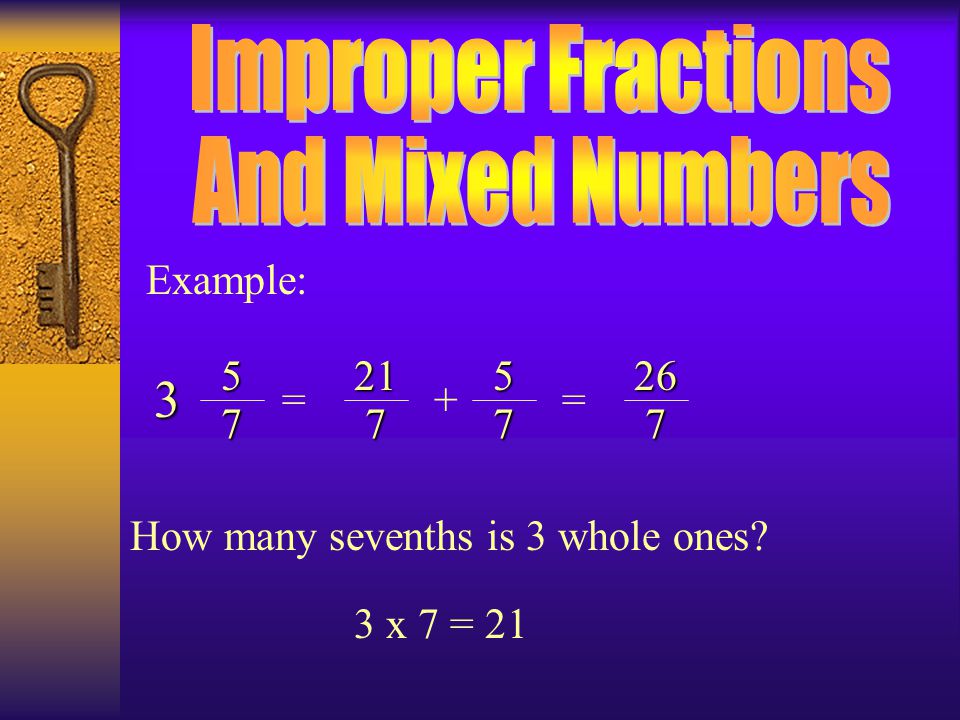 3 Improper Fractions And Mixed Numbers Example: = + = 7 7 7
