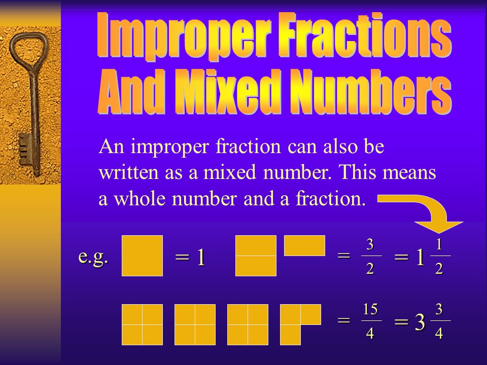 Improper Fractions And Mixed Numbers = 1 = 1 = 3