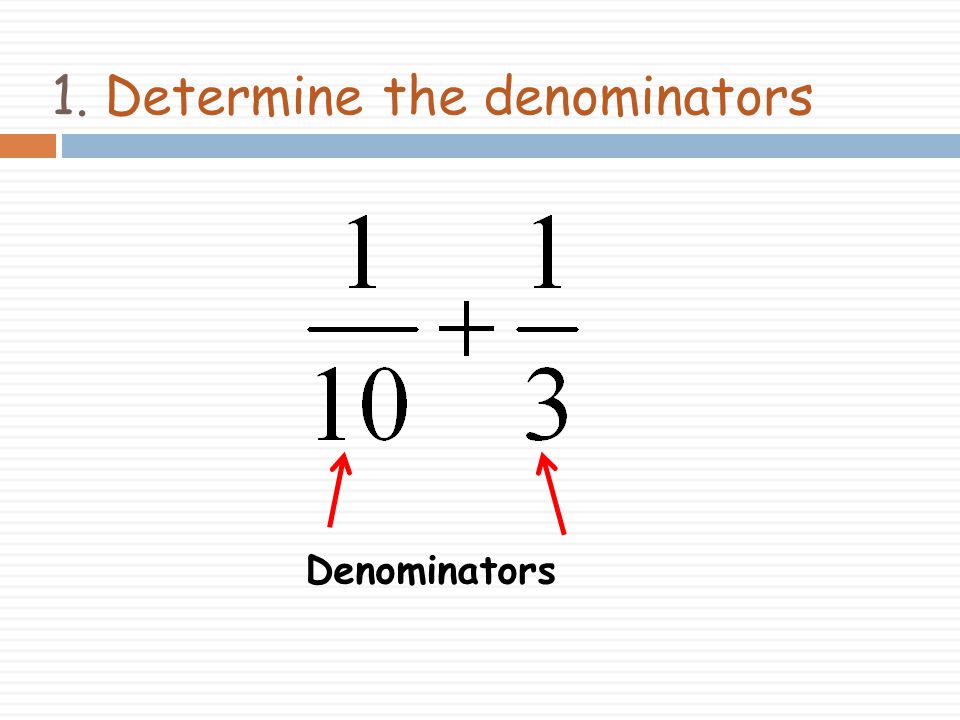 1. Determine the denominators