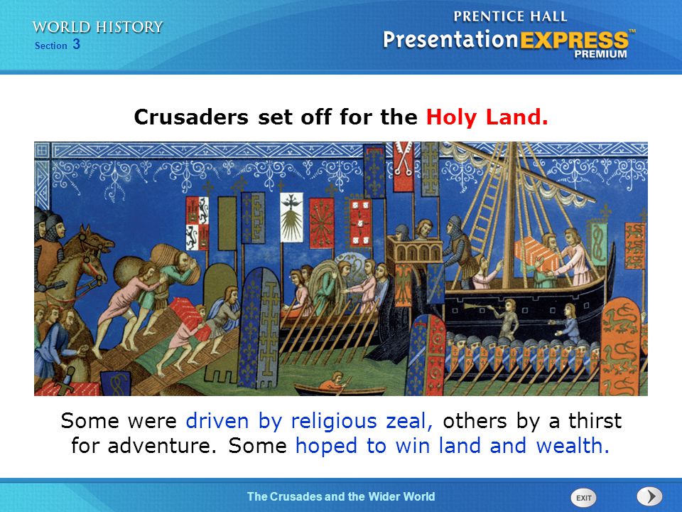 Crusaders set off for the Holy Land.