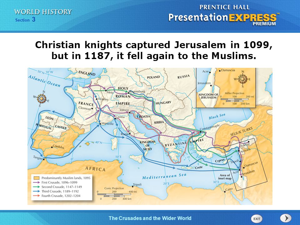 Christian knights captured Jerusalem in 1099, but in 1187, it fell again to the Muslims.