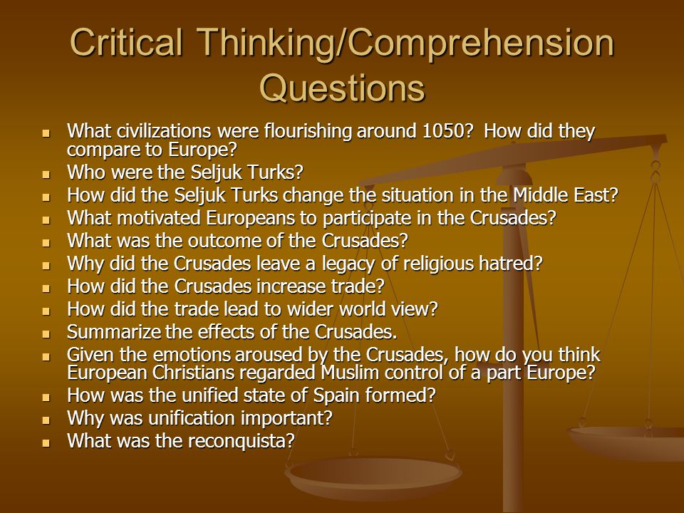 Critical Thinking/Comprehension Questions
