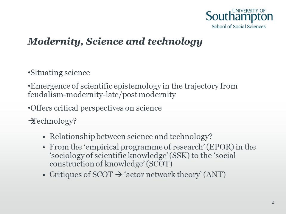 Modernity, Science and technology