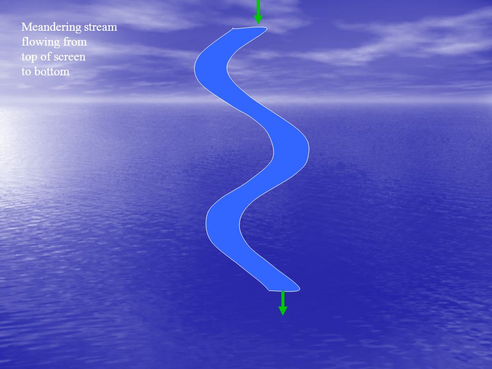 Meandering stream flowing from top of screen to bottom