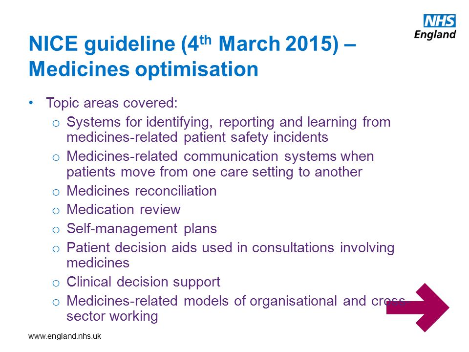 NICE guideline (4th March 2015) – Medicines optimisation
