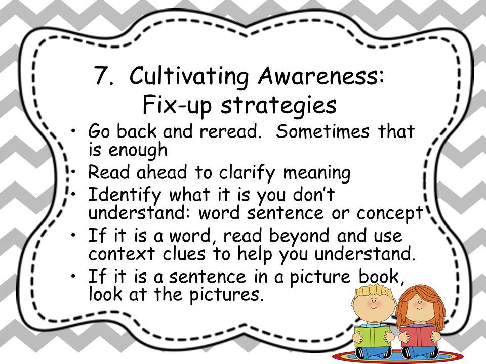 7. Cultivating Awareness: Fix-up strategies