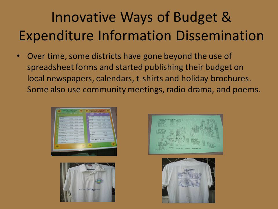 Innovative Ways of Budget & Expenditure Information Dissemination