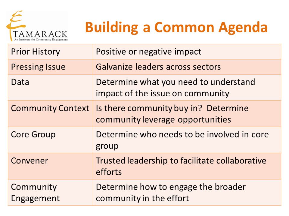 Building a Common Agenda