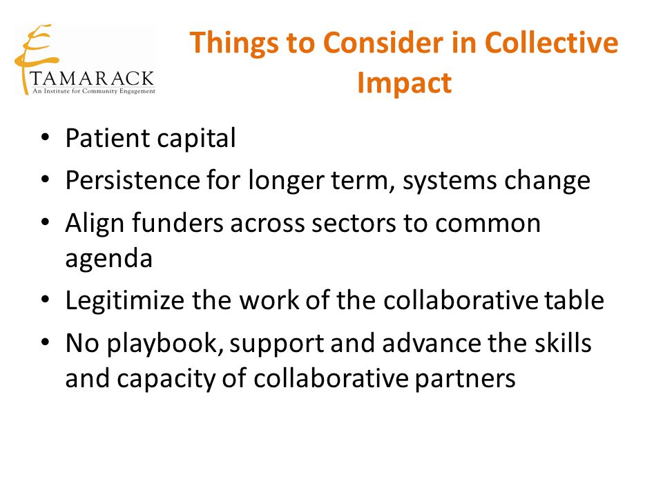 Things to Consider in Collective Impact