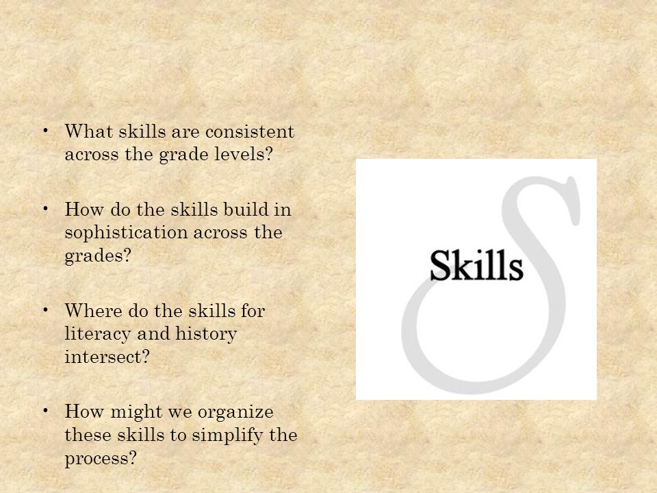 What skills are consistent across the grade levels