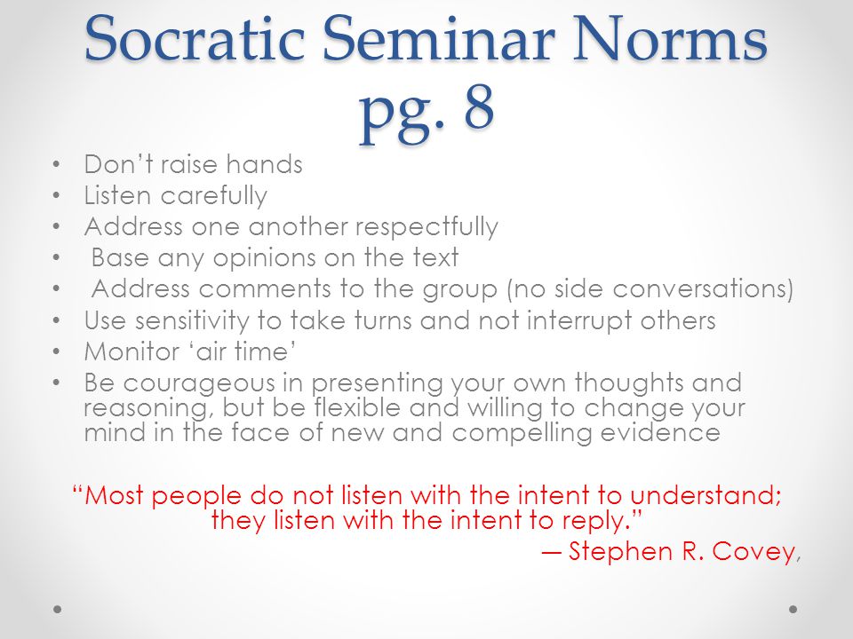 Socratic Seminar Norms pg. 8