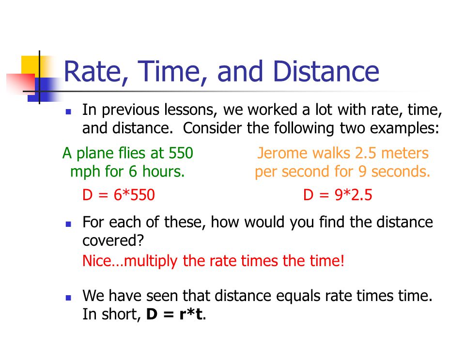 Classic Math Problems With Distance, Rate, And Time - Ppt Download