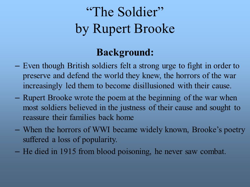 analysis of the poem the soldier by rupert brooke