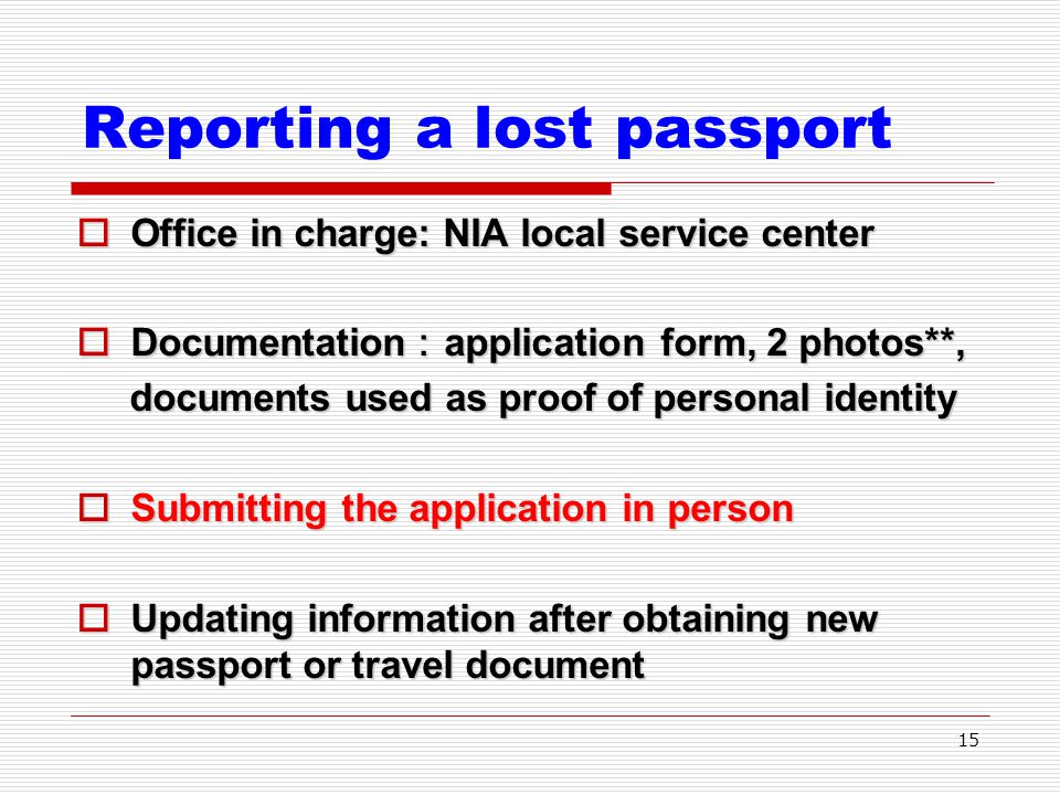 Reporting a lost passport