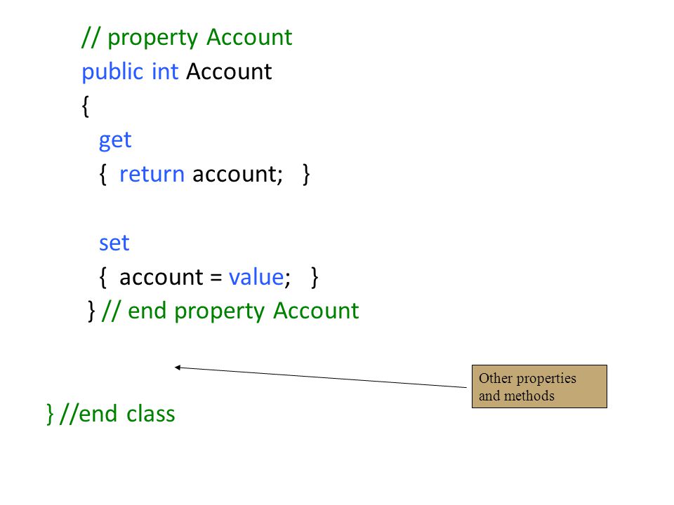 Record.cs // property Account public int Account { get