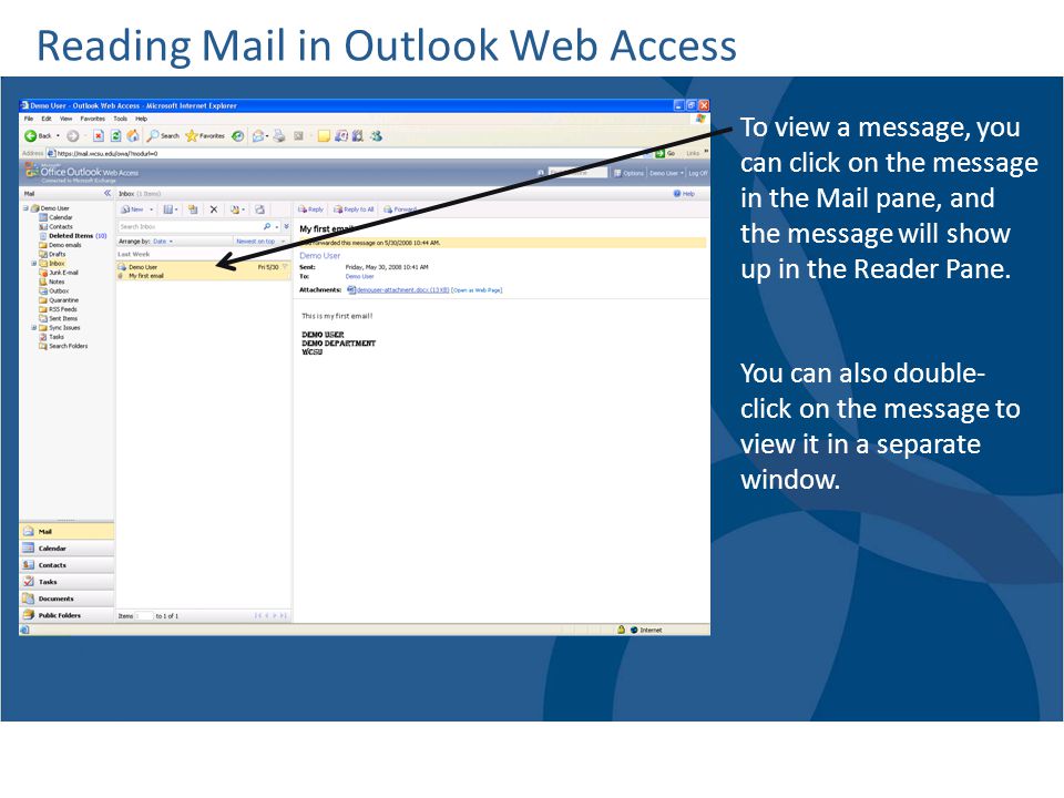 Reading Mail in Outlook Web Access