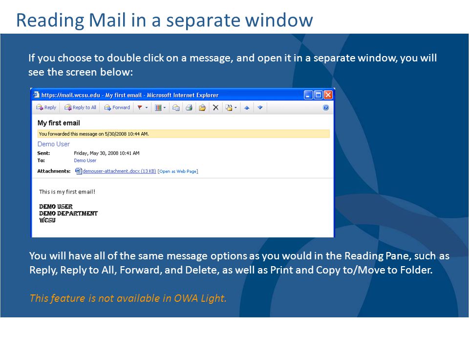 Reading Mail in a separate window