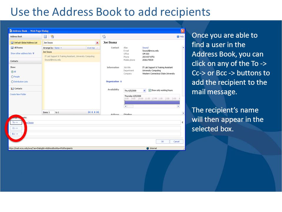 Use the Address Book to add recipients