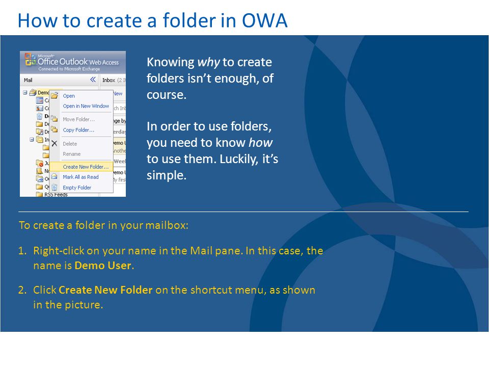 How to create a folder in OWA