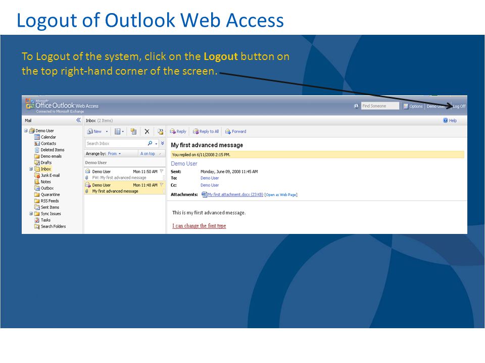 Logout of Outlook Web Access