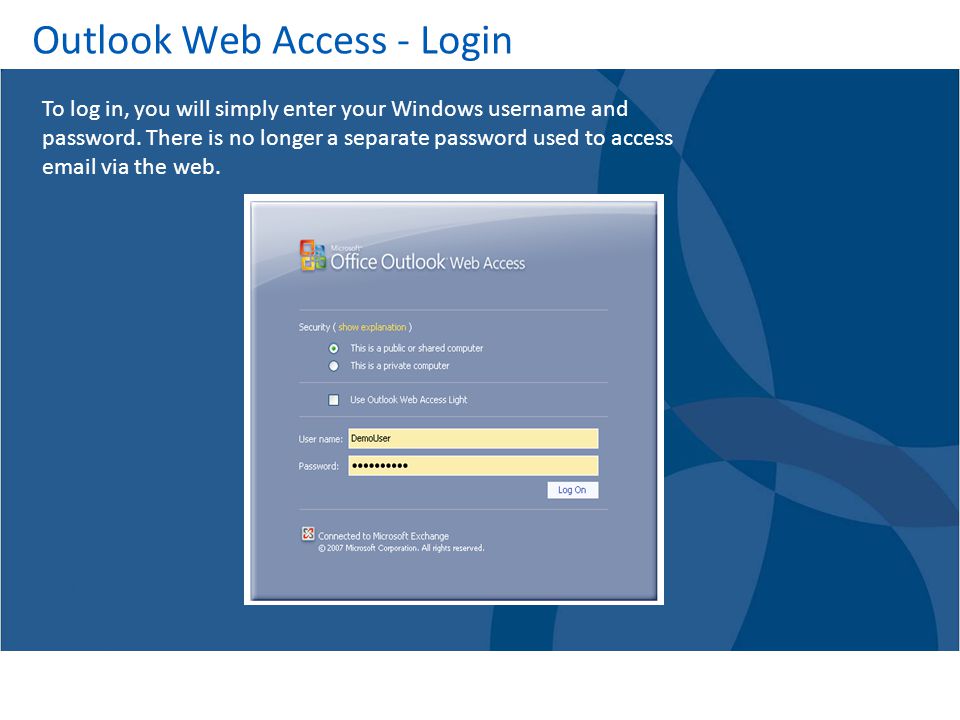 Outlook Web Access - Login