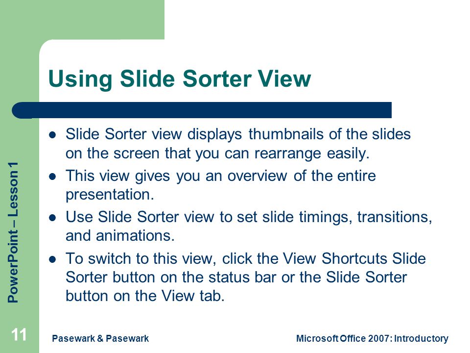 Using Slide Sorter View