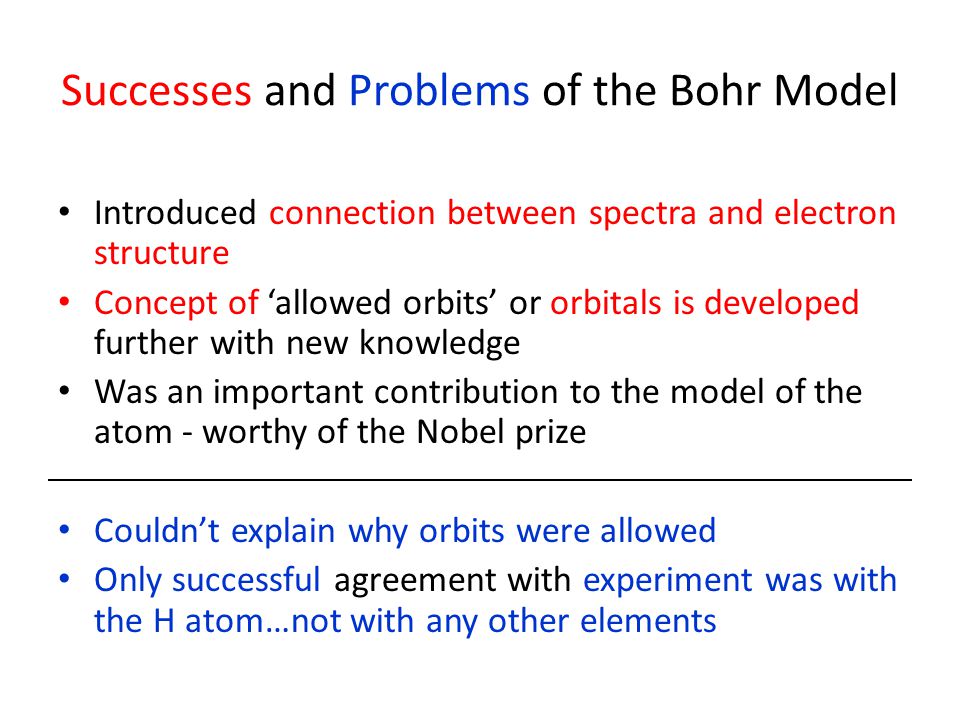 Successes and Problems of the Bohr Model