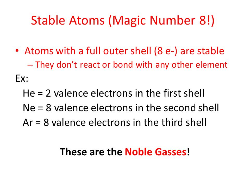 Stable Atoms (Magic Number 8!)