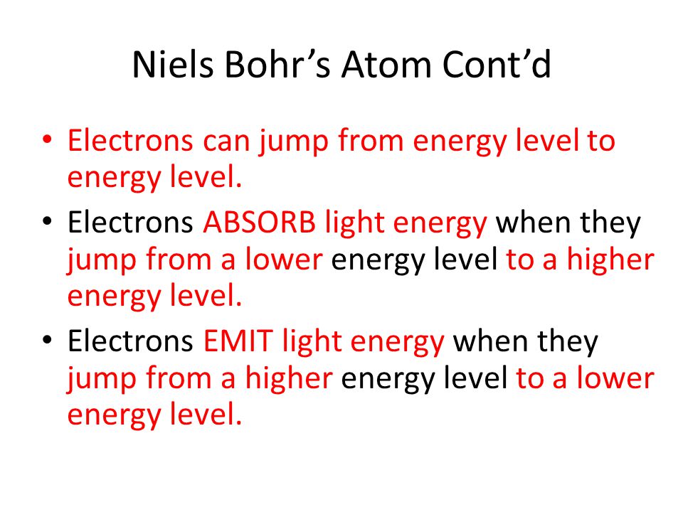 Niels Bohr’s Atom Cont’d