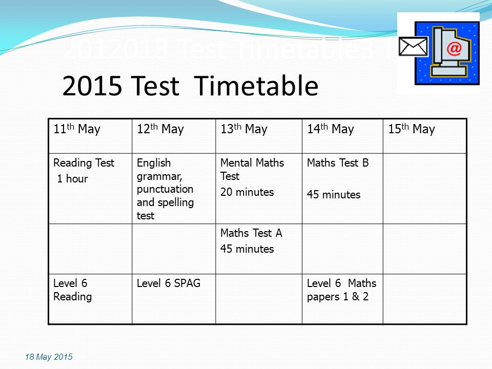 Test Timetable3 Test 2015 Test Timetable