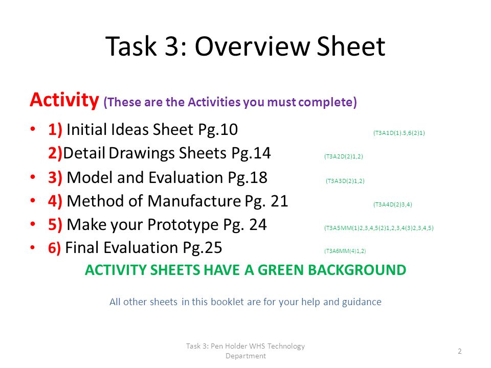 ACTIVITY SHEETS HAVE A GREEN BACKGROUND