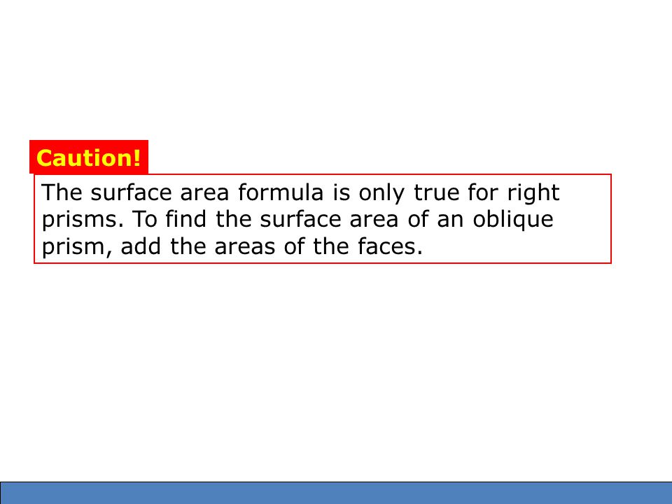 The surface area formula is only true for right prisms
