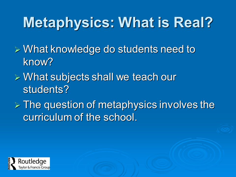 application of metaphysics in education