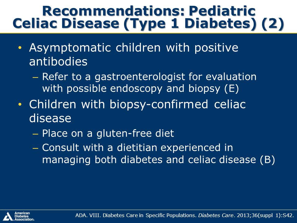 Recommendations: Pediatric Celiac Disease (Type 1 Diabetes) (2)