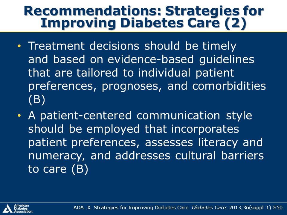 Recommendations: Strategies for Improving Diabetes Care (2)