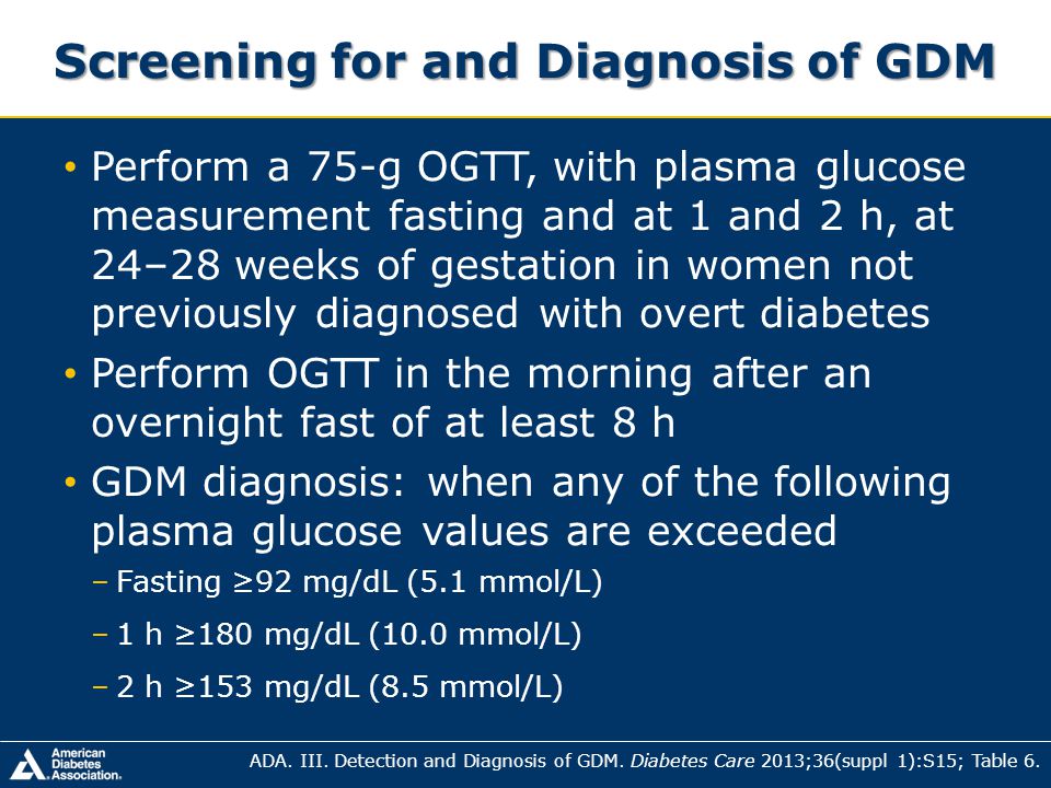 Screening for and Diagnosis of GDM