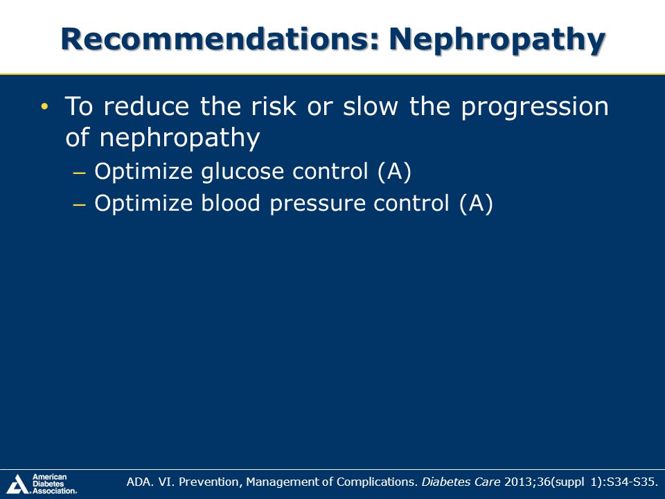 Recommendations: Nephropathy