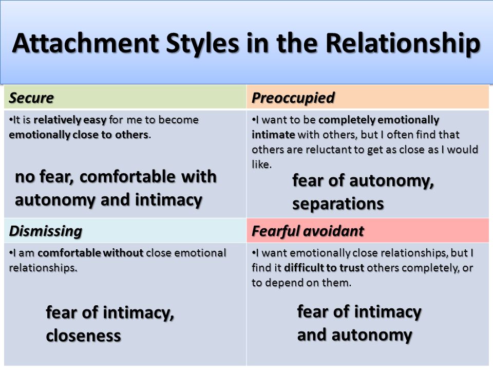Attachment Styles in the Relationship.
