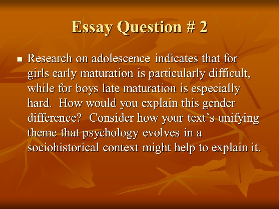 Essay Question # 2